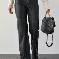 Женские кожаные штаны в винтажном стиле - черный цвет, 36р (есть размеры)