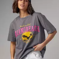 Трикотажная футболка с принтом Miami Beach - серый цвет, L (есть размеры)