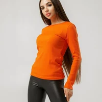Класичний жіночий джемпер з довгим рукавом - помаранчевий