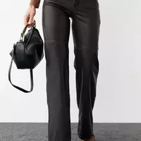 Женские кожаные штаны в винтажном стиле - коричневый цвет, 36р (есть размеры)