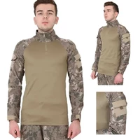 Сорочка чоловіча тактична з довгим рукавом, футболка військова камуфляжна для армії ЗСУ, Хакі M