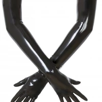 Чорні латексні рукавички. Безшовні довгі рукавички латексні, розмір XL