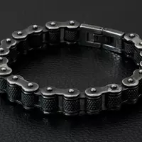 Чоловічий браслет RESTEQ із нержавіючої сталі у вигляді мотоциклетної ланцюга, чорний