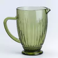 Глечик для напоїв 1,2 л фігурний прозорий ребристий з товстого скла, зелений
