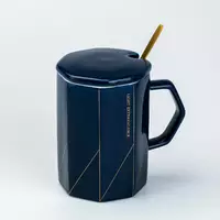 Чашка керамічна 400 мл Light Extravagance з кришкою та ложкою, синій