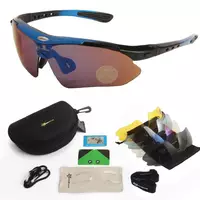 Захисні тактичні сонцезахисні окуляри з поляризацією- RockBros -5 комплектів лінз-Сині