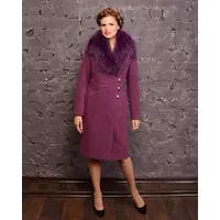 Пальто зимне воротник шаль фиолетовый 5073-15