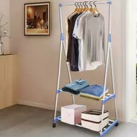 Двух ярусная передвижная напольная вешалка для одежды Clothes Rack Multi-Function