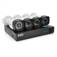 Комплект відеоспостереження Outdoor 016-4-5MP Pipo (4 вуличні камери, кабелі, блок живлення, відеореєстратор APP-Xmeye)