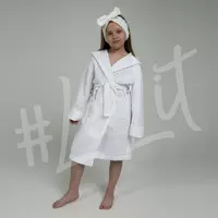 Вафельный детский халат LeLIT White с капюшоном