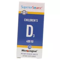 Витамин Д3 для детей, Children's Vitamin D3 400, Superior Source  100таб (36606004)
